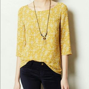 Anthropologie HD in Paris mustard floral top